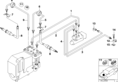 Трубопровод тормозн.привода Пд ABS/ASC+T для BMW E34 530i M60 (схема запасных частей)