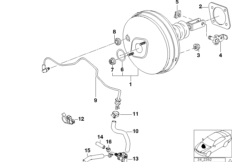 Вакуумный усилитель тормозов для BMW E39 540i M62 (схема запасных частей)