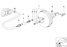 Вакуумный усилитель тормозов для BMW Z3 Z3 2.8 M52 (схема запасных частей)