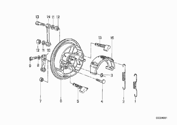 Тормозной механизм переднего колеса для BMW 2476 R50/5 0 (схема запчастей)