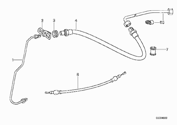 Трубопровод тормозного привода Пд для BMW 2474 R 100 /7T 0 (схема запчастей)