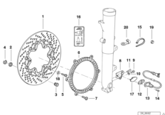 Тормозной механизм передн.колеса при ABS для BMW 89V1 K 100 RS (0523,0533) 0 (схема запасных частей)