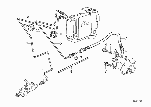 Трубопровод тормозного привода c ABS Зд для BMW 89V2 K 1100 RS (0522,0532) 0 (схема запчастей)