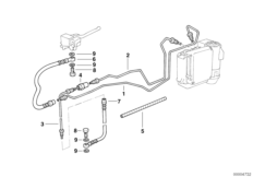 Трубопровод тормозного привода c ABS Пд для BMW 89V2 K 1100 RS (0522,0532) 0 (схема запасных частей)