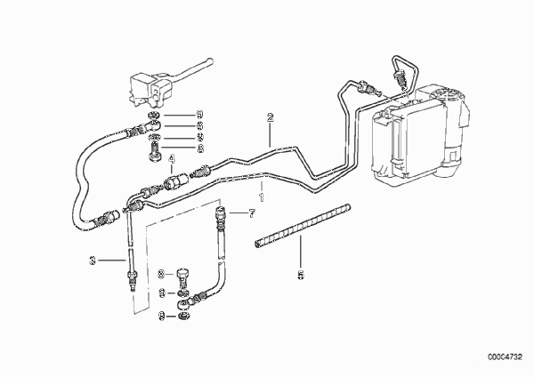 Трубопровод тормозного привода c ABS Пд для BMW 89V2 K 1100 RS (0522,0532) 0 (схема запчастей)