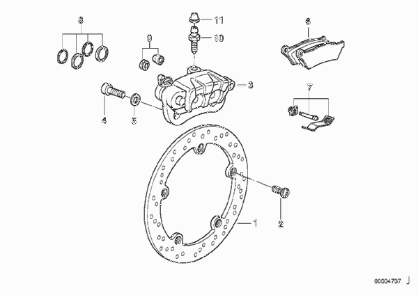 Тормозной механизм заднего колеса для MOTO 259S R 1100 S 98 (0422,0432) 0 (схема запчастей)