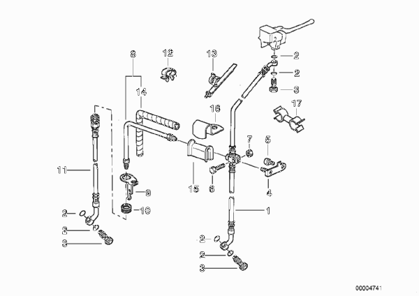 Трубопровод тормозного привода Пд для BMW 259R R 850 R 94 (0401,0406) 0 (схема запчастей)