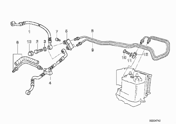 Трубопровод тормозного привода c ABS Пд для BMW 259T R 850 RT 96 (0412) 0 (схема запчастей)