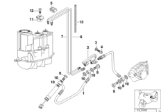 Трубопровод тормозного привода c ABS Зд для BMW 89V3 K 1200 RS 97 (0544,0554) 0 (схема запасных частей)