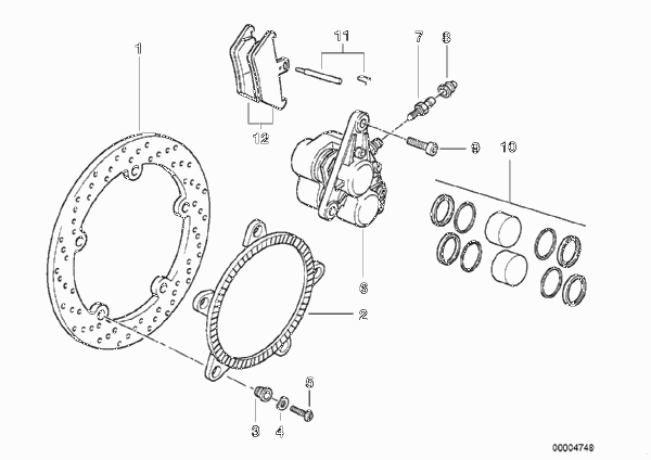 Тормозной механизм передн.колеса при ABS для MOTO 259S R 1100 S 98 (0422,0432) 0 (схема запчастей)