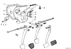 Опорный кронштейн педали для BMW E12 535i M30 (схема запасных частей)