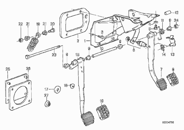 Педаль/выключатель стоп-сигналов для BMW E28 M535i M30 (схема запчастей)