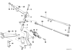 Педальный механизм/направляющие рычаги для BMW E28 518i M10 (схема запасных частей)