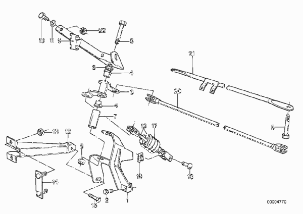 Педальный механизм/направляющие рычаги для BMW E28 525i M30 (схема запчастей)