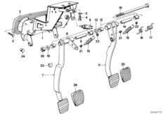 Педаль/выключатель стоп-сигналов для BMW E30 316i M40 (схема запасных частей)