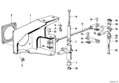 Педальный механизм/направляющие рычаги для BMW E30 318i M40 (схема запасных частей)