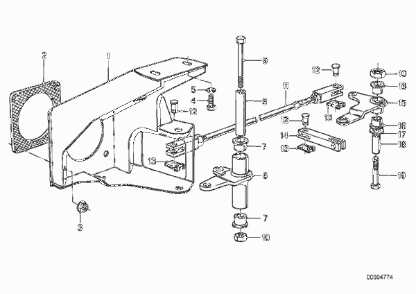 Педальный механизм/направляющие рычаги для BMW E30 323i M20 (схема запчастей)