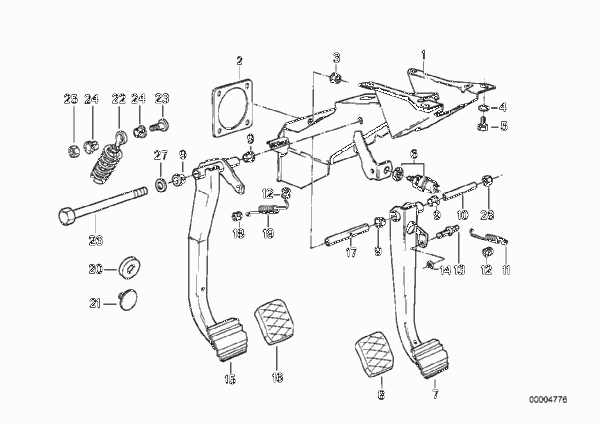 Педаль/выключатель стоп-сигналов для BMW E28 520i M20 (схема запчастей)