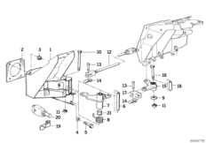 Педальный механизм/направляющие рычаги для BMW E34 530i M60 (схема запасных частей)