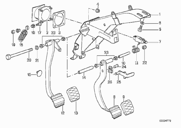 Педаль/выключатель стоп-сигналов для BMW Z1 Z1 M20 (схема запчастей)