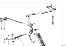 Привод педали акселератора/рычаги и тяги для BMW E12 525 M30 (схема запасных частей)