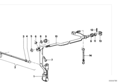Привод педали акселератора/рычаги и тяги для BMW E12 518 M10 (схема запасных частей)