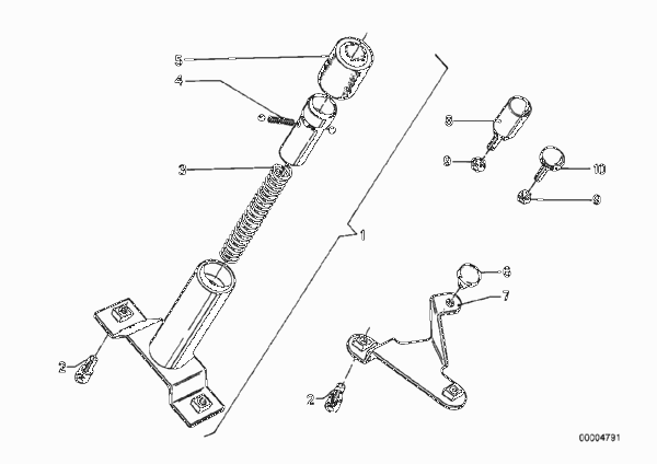 Привод педали акселератора-упор для BMW E12 535i M30 (схема запчастей)