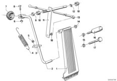 Привод педали акселератора/рычаги и тяги для BMW E23 728i M30 (схема запасных частей)