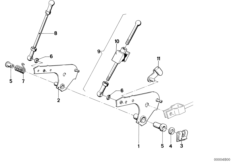 Привод педали акселератора/рычаги и тяги для BMW E23 728 M30 (схема запасных частей)