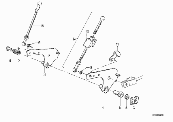 Привод педали акселератора/рычаги и тяги для BMW E23 730 M30 (схема запчастей)