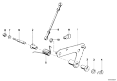 Привод педали акселератора/рычаги и тяги для BMW E23 732i M30 (схема запасных частей)