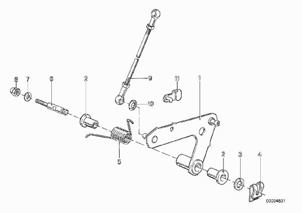 Привод педали акселератора/рычаги и тяги для BMW E23 735i M30 (схема запчастей)