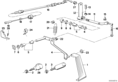 Привод педали акселератора/тросик для BMW E23 735i M30 (схема запасных частей)