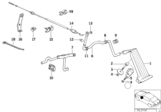 Привод педали акселератора/тросик для BMW E32 730iL M30 (схема запасных частей)