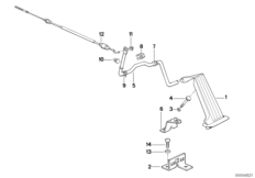 Привод педали акселератора/тросик ЛР для BMW Z1 Z1 M20 (схема запасных частей)
