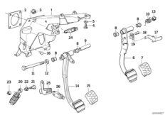 Педаль/выключатель стоп-сигналов для BMW E34 540i M60 (схема запасных частей)