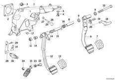 Педаль/выключатель стоп-сигналов для BMW E34 520i M50 (схема запасных частей)