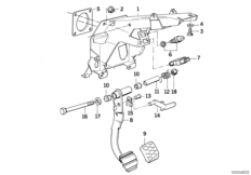 Опорный кронштейн педали/педаль тормоза для BMW E34 525td M51 (схема запасных частей)