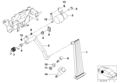 Привод педали акселератора/датчик полож. для BMW E39 M5 S62 (схема запасных частей)