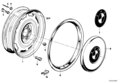 дисковое колесо стальное для BMW E12 520i M10 (схема запасных частей)