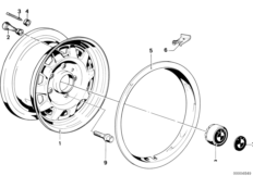 дисковое колесо стальное для BMW E12 520 M20 (схема запасных частей)