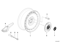 Колесн.диск легкоспл., кованый, дизайн 3 для BMW E34 525td M51 (схема запасных частей)