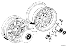дисковое колесо легкосплавное для BMW E12 520 M20 (схема запасных частей)