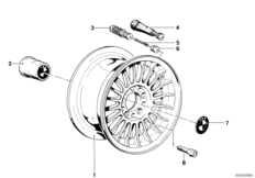 дисковое колесо легкосплавное для BMW E23 732i M30 (схема запасных частей)