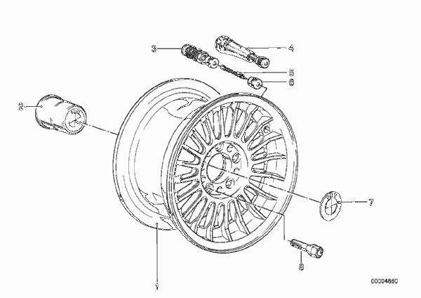 дисковое колесо легкосплавное для BMW E28 520i M20 (схема запчастей)