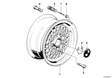 дисковое колесо легкосплавное для BMW E12 520 M20 (схема запасных частей)