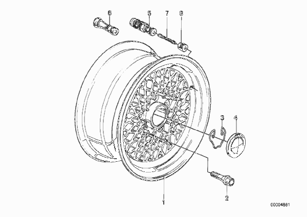 дисковое колесо легкосплавное для BMW E28 528i M30 (схема запчастей)