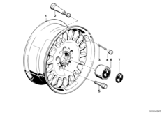 Кол.диск, легкоспл., литой, дизайн TRX-2 для BMW E23 732i M30 (схема запасных частей)