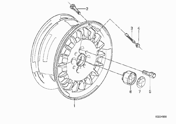 Дизайн легкосплавных колесных дисков E30 для BMW E30 320is S14 (схема запчастей)