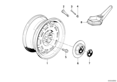 дисковое колесо легкосплавное для BMW E28 524td M21 (схема запасных частей)